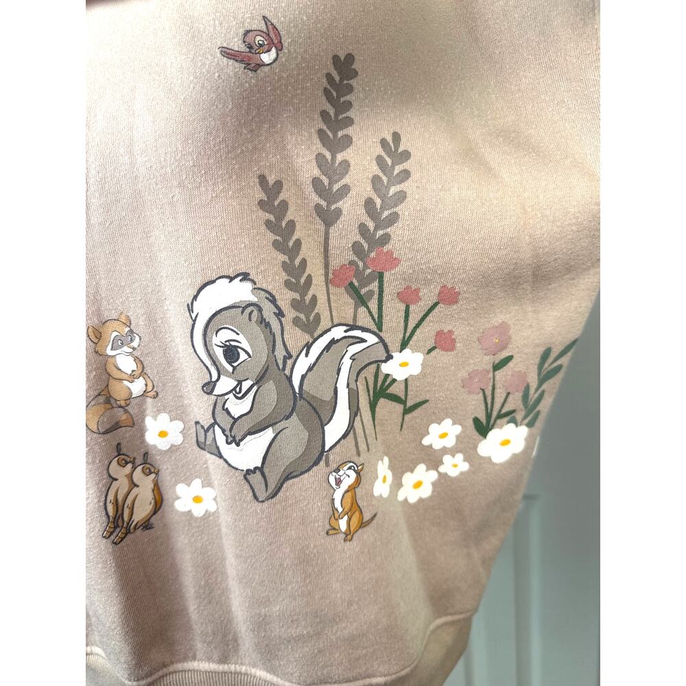 Disney Bambi Woodland Graphic Sweatshirt Medium Tan Deer Pullover - Picture 4 of 9